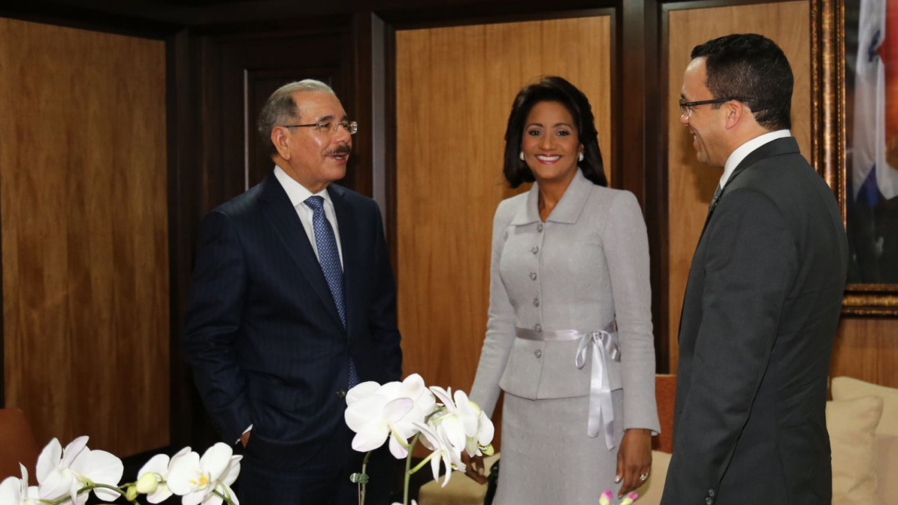 Presidente Danilo Medina, Primera Dama Cándida Montilla de Medina y el canciller Andrés Navarro