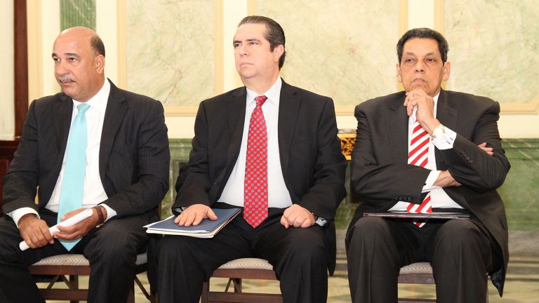 Ministros de Medio Ambiente, Bautista Rojas Gómez y de Turismo, Francisco Javier García y el consultor jurídico del Poder Ejecutivo, César Pina Toribio