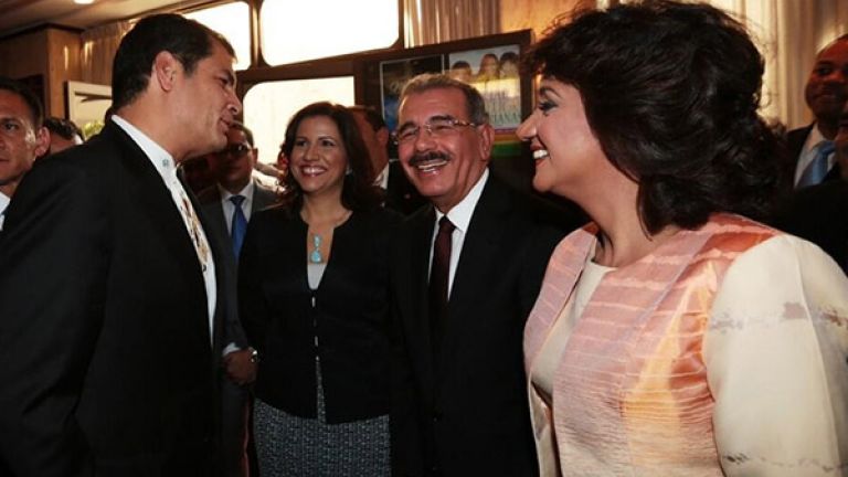 Danilo Medina, Cándida Montilla de Medina, Rafael Correa, Margarita Cedeño