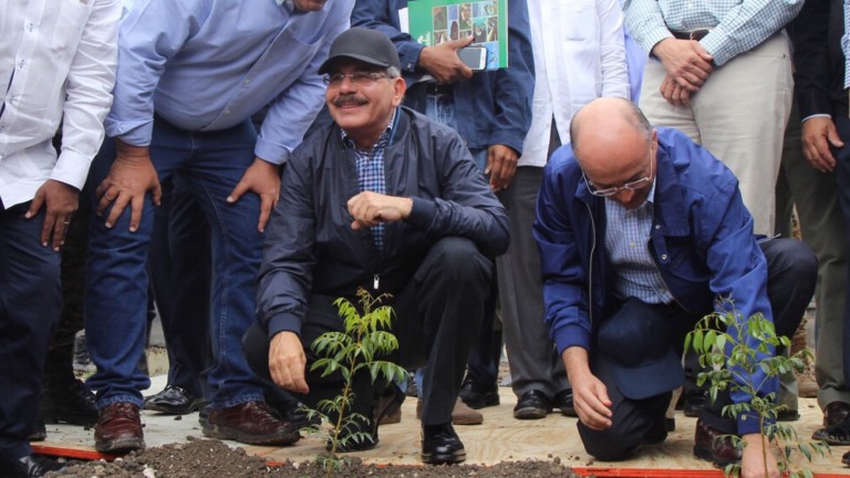Danilo Medina sembrando árbol.