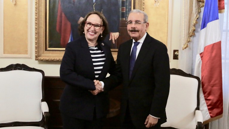 Danilo Medina y Rebeca Grynspan