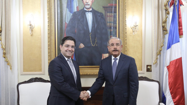 Danilo Medina y Nasser Bourita en Palacio Presidencial RD