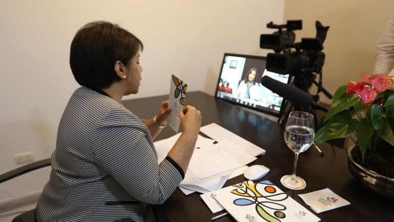 Martha Rodríguez de Báez, la coordinadora técnica del DPD, durante la reunión virtual