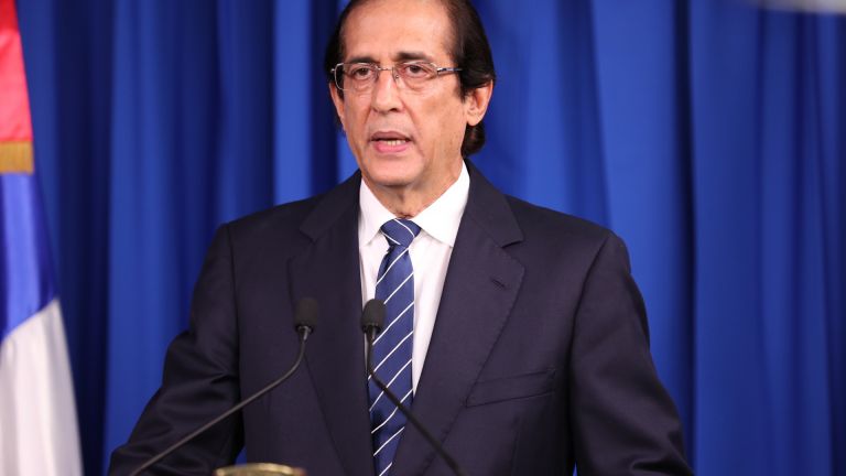 Ministro de la Presidencia, Gustavo Montalvo durante rueda de prensa