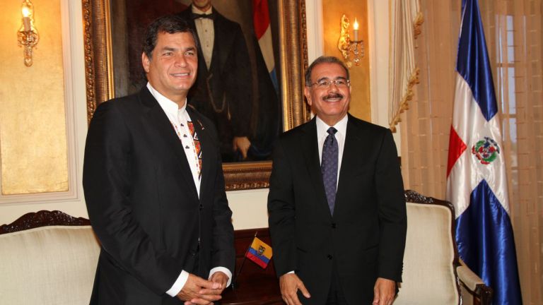Presidente Danilo Medina y su homólogo de Ecuador, Rafael Correa