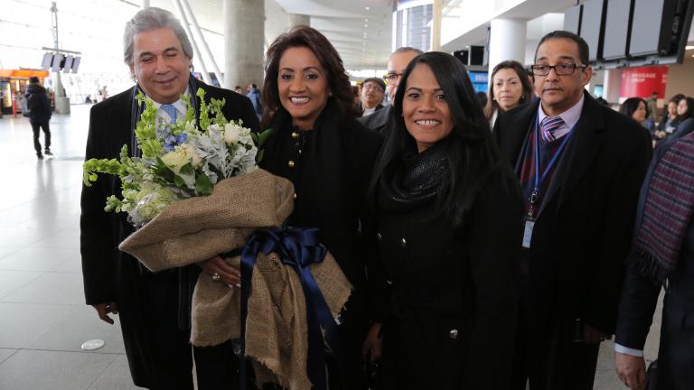 Primera dama, Cándida Montilla, llega a Nueva York 